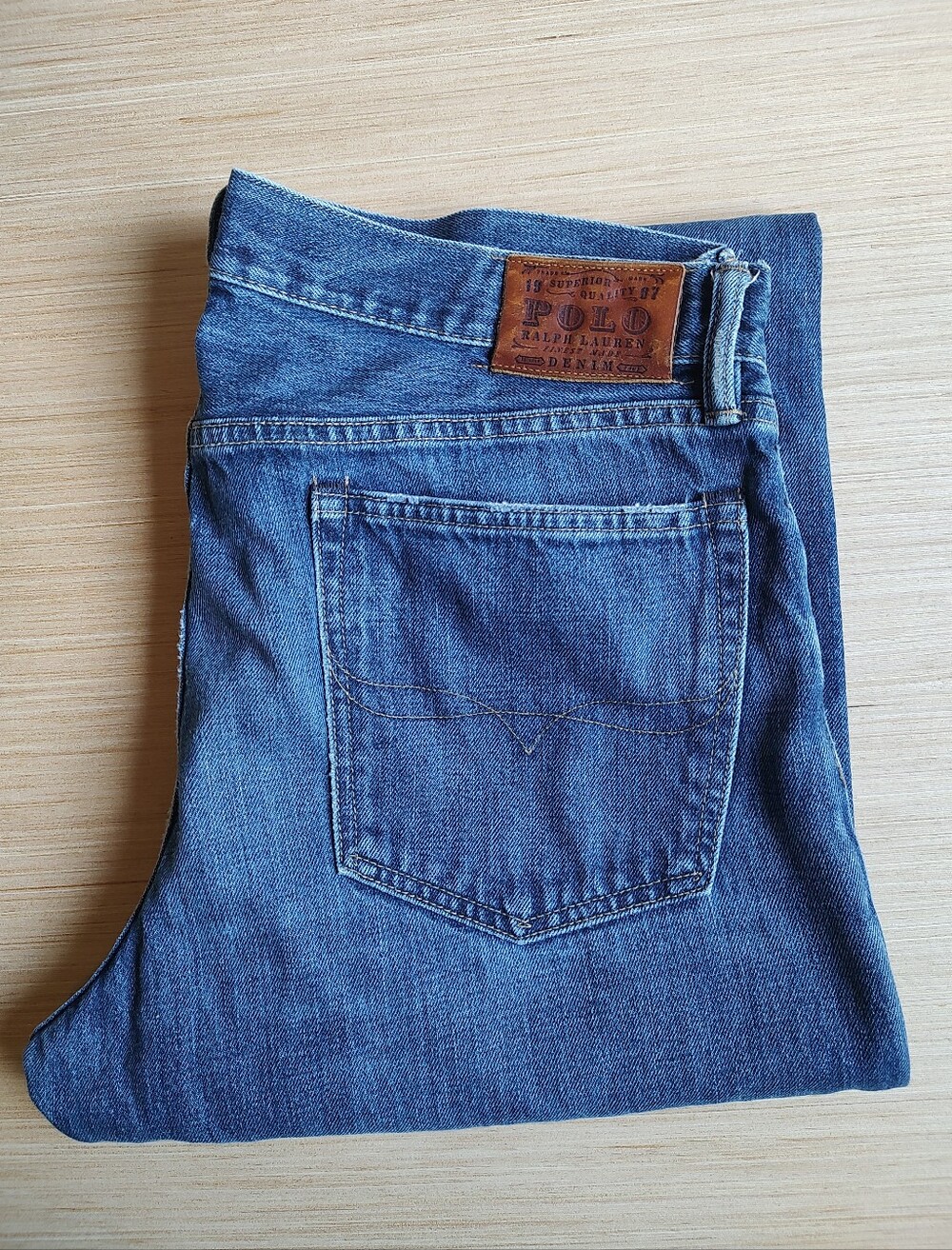 Polo Ralph Lauren 867 Classic Jeans Straight Blue Distressed Logo Cotton 36 Men